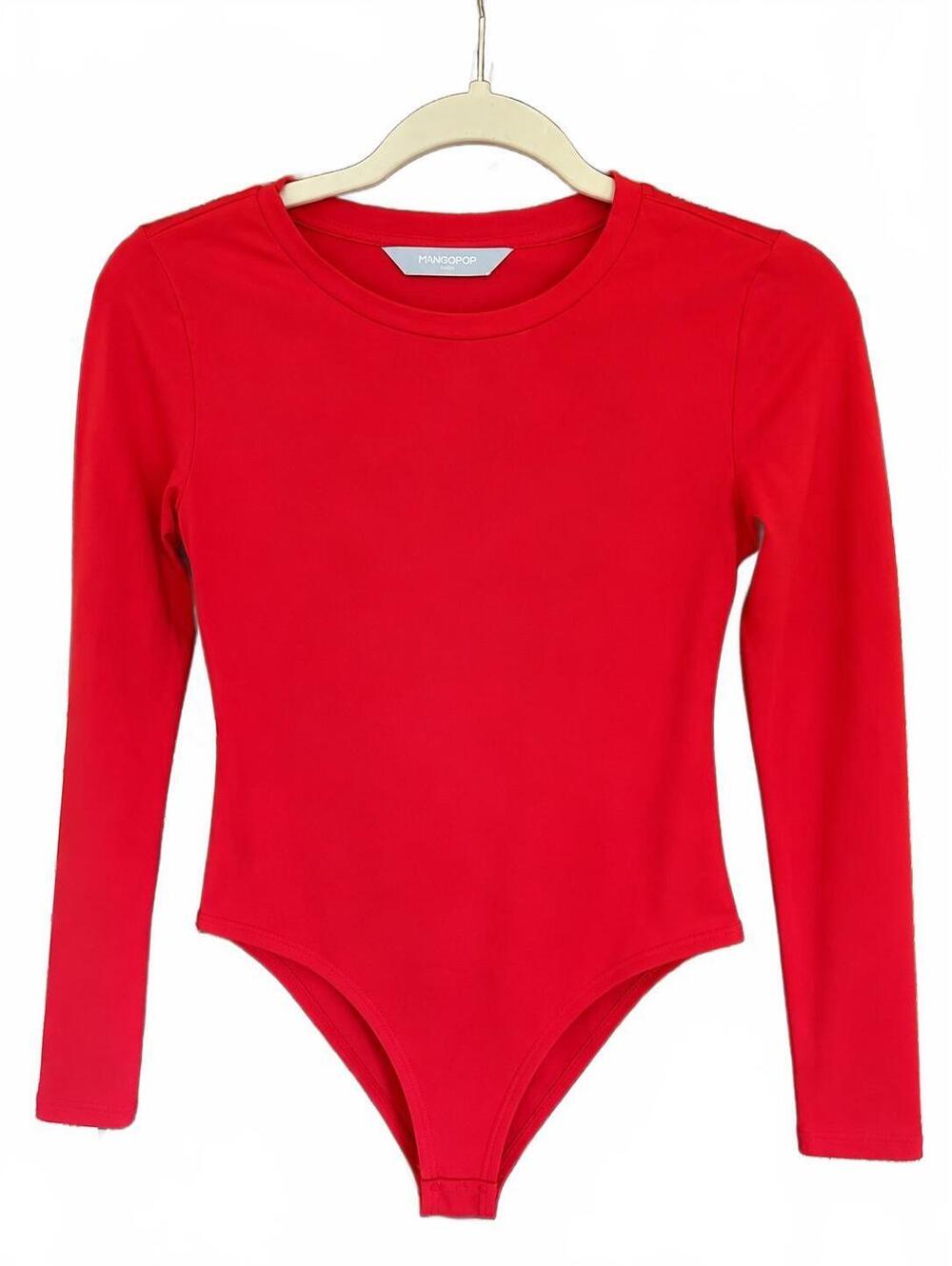 MANGOPOP Red Long Sleeve Bodysuit, Small